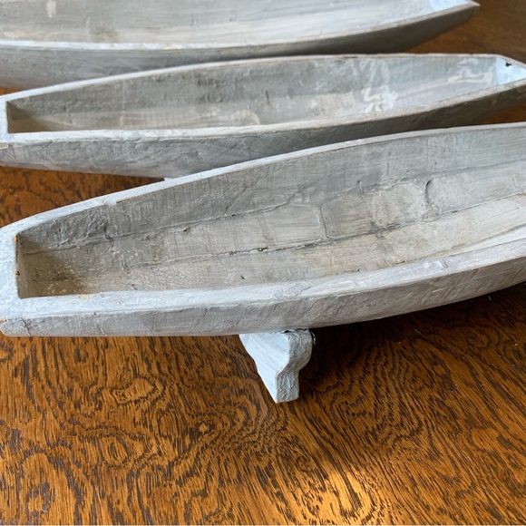 Set of 3 White Washed Decorative Bowls - Picture 4 of 7